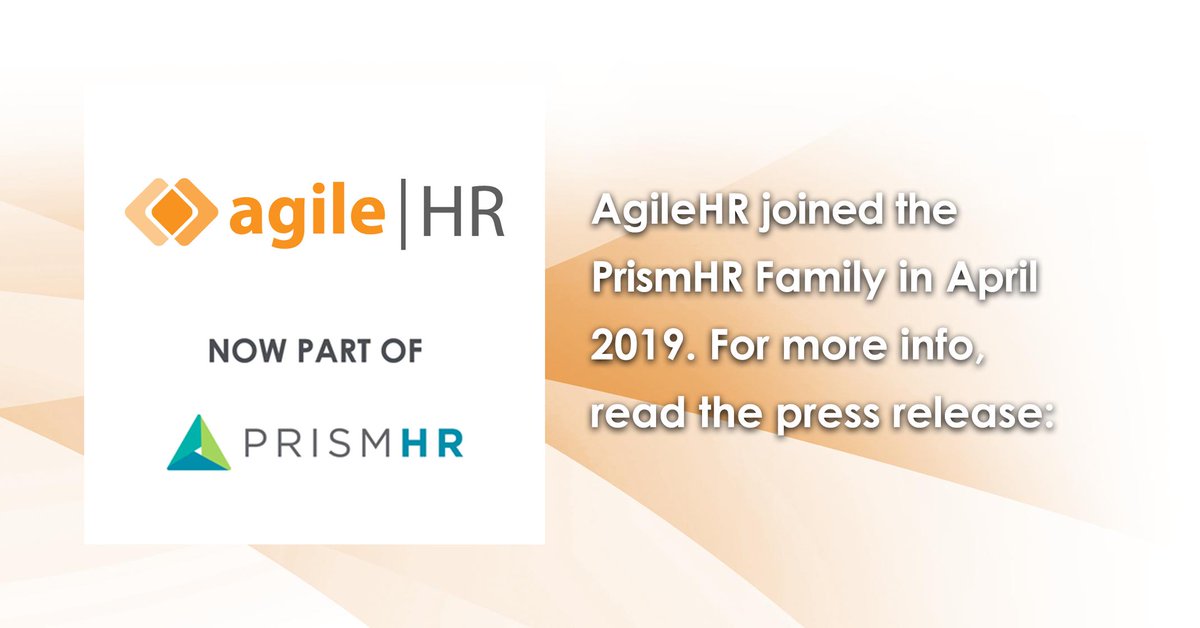 agileats's tweet image. AgileHR is now part of the @prismhrcloud family. Learn more about the acquisition by reading the press release and FAQ: prismhr.com/press_releases…