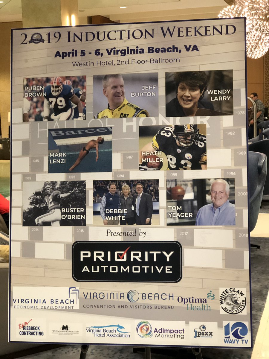 VaSportsHoF's tweet photo. Getting closer...tick tock! #2019InductionWeekend @Ruben7974 @JeffBurton #WendyLarry #MarkLenzi #HeathMiller #BusterOBrien @oldjogger #TomYeager https://t.co/rTclD5zUVf