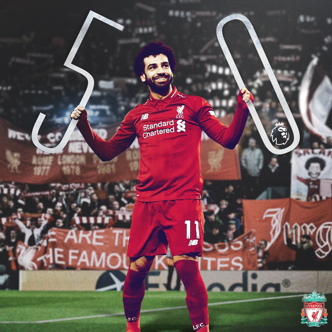 LFC's tweet photo. 💫 RECORD BREAKER 💫
 
⚽ Games taken to net 50 @premierleague goals for the Reds…

6⃣9⃣ Salah
7⃣2⃣ Torres
8⃣6⃣ Suarez
8⃣8⃣ Fowler 

Brilliant from @MoSalah. 💪🔴 https://t.co/1k89J6i8xT