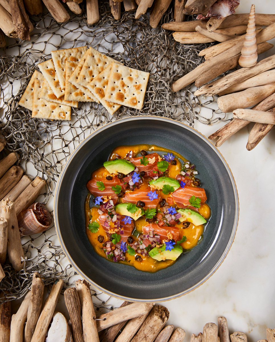 diegooka's tweet image. MUCHAME artisanal cured salmon, Ají amarillo leche de tigre, capers, palta, olive oil, crackers. #NewMenu @lamarmiami / 📸 @pisarriphoto April 24th