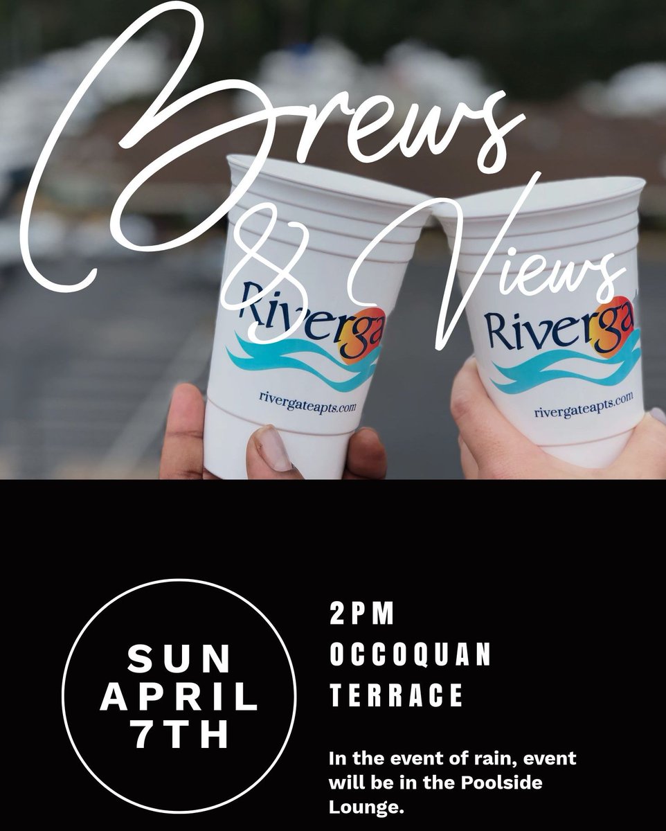 Rivergate_Apts's tweet image. Celebrate National Beer Day with us!  Join the Rivergate team Sunday, April 7th for Brews &amp;amp; Views on the Occoquan Terrace. 🍻 
.
.
.
#RivergateApts #Kettler #BrewsAndViews #NationalBeerDay