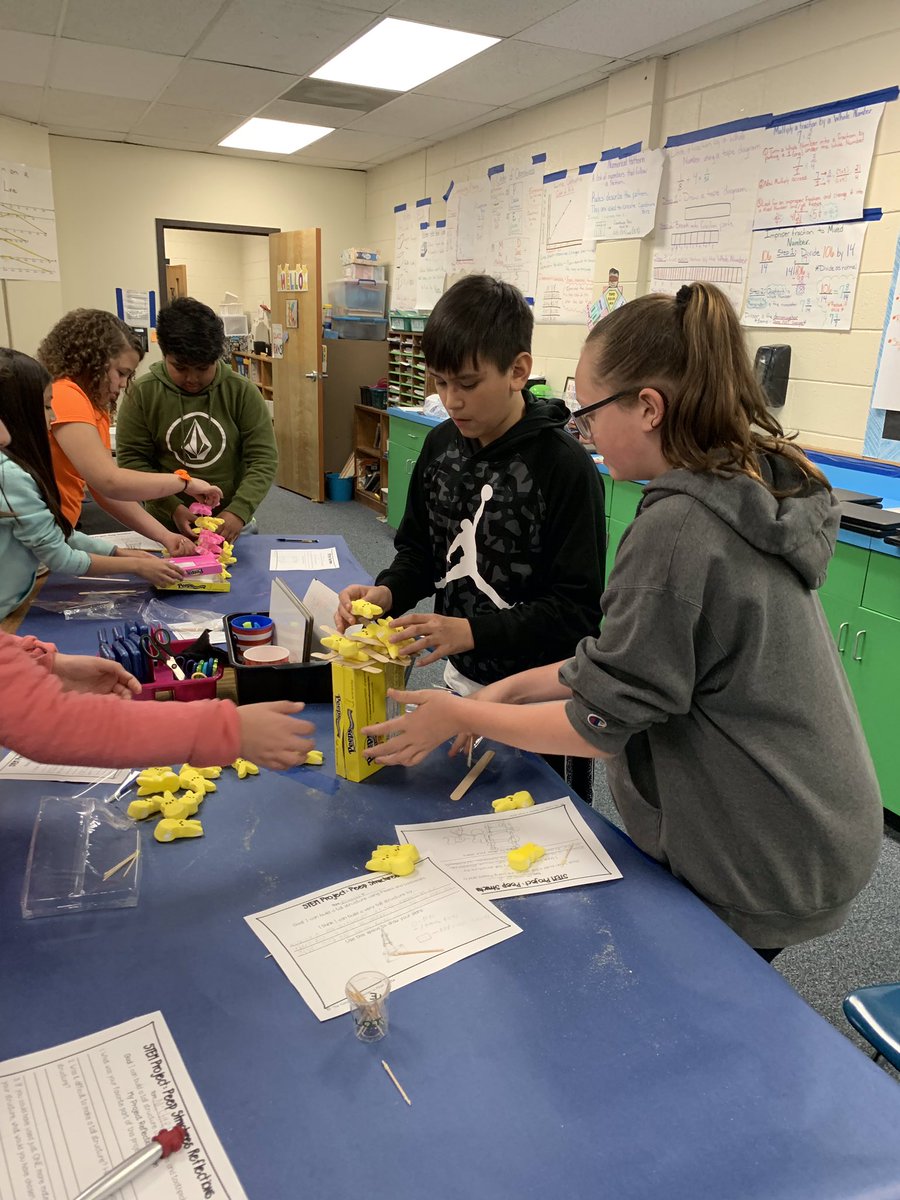 APKennedyUPHS's tweet photo. Love when @kmabe07 gets comes in to do fun hands on lessons with my 5th graders! Peep Engineering #CamScotsProud #STEM #5thGradeRocks🐥 https://t.co/NGSNoAgtDY