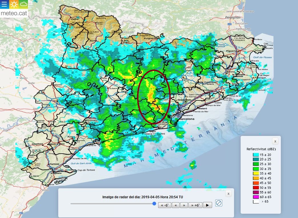 La línia de tempestes que afecten al prelitoral i la Catalunya Central han deixat 19 mm en només 20 minuts a Manresa, segons l'observador de la XOM: meteo.cat/observacions/x… #meteocat