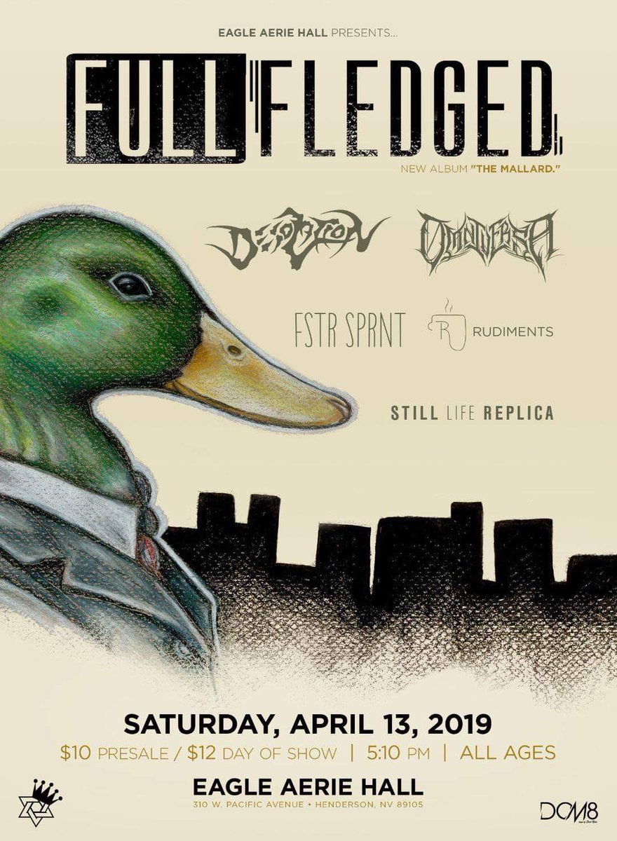 Hey all you people! "The Mallard" from my band <a href="/ffledged/">Full Fledged</a> drops next friday 4/12 and in celebration we're gonna be playing a show on 4/13 with some amazing bands. Hit us up for tickets and other info, thats the jam😄
