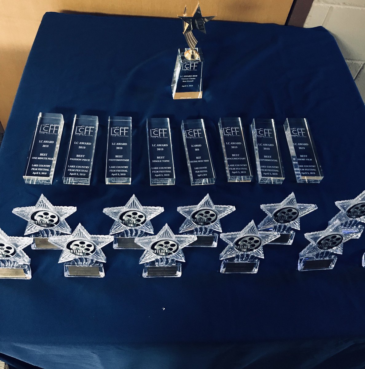 LakeCoFilmFest's tweet photo. The LC awards await back stage for this year’s winners!! https://t.co/NL0pv3o3mz