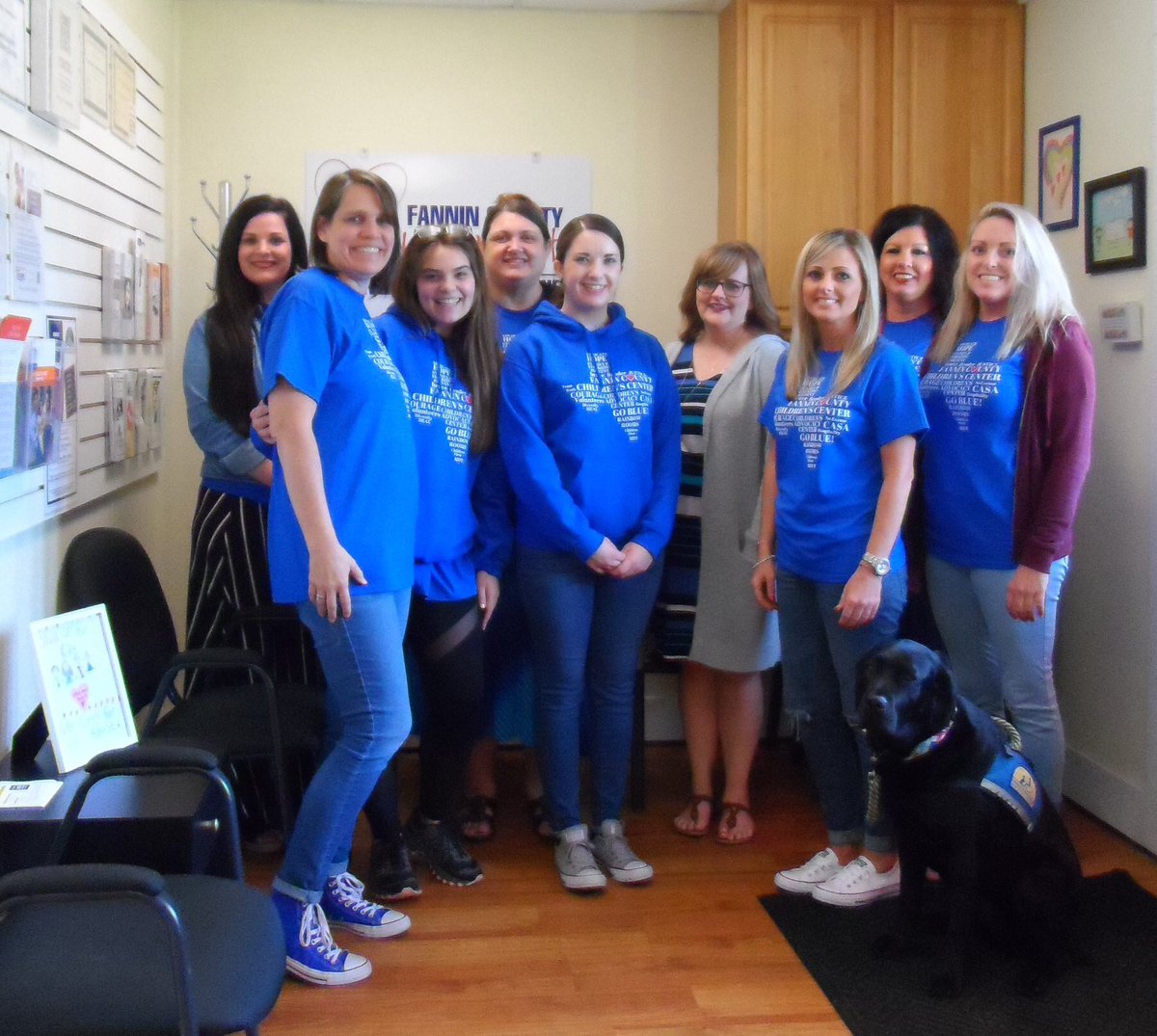 💙 the amazing women and dog I am blessed to work with 💙 #goblueday #noexcuseforchildabuse #giveadogajob