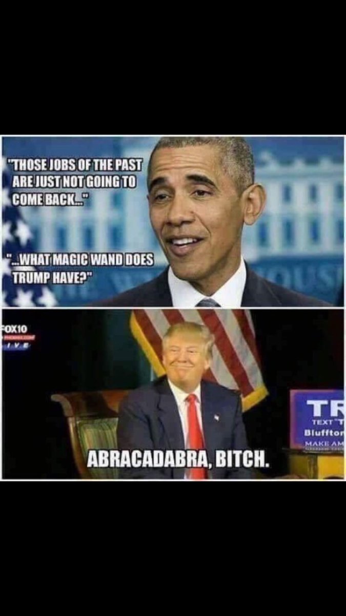 OneLastRun54's tweet photo. @RealJamesWoods #AbracadabraBitch #Jobs Jobs Jobs 
It’s the #TrumpEconomyStupid 
#ObamaKilledJobs #MagicWand #TrumpCreatesJobs #GoodJobs
@realDonaldTrump @godisgood1961 https://t.co/W5w7nYnPVY