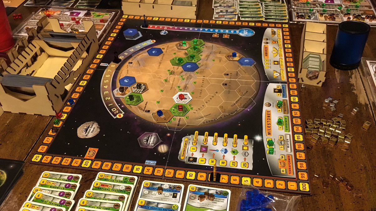 diceandconsole's tweet photo. Terraforming Mars. First time for three of us. Lots of fun. #gamenight #terraformingmars @StrongholdGames #diceandconsole #tabletopgames #tabletop https://t.co/tZBJIIMnUb