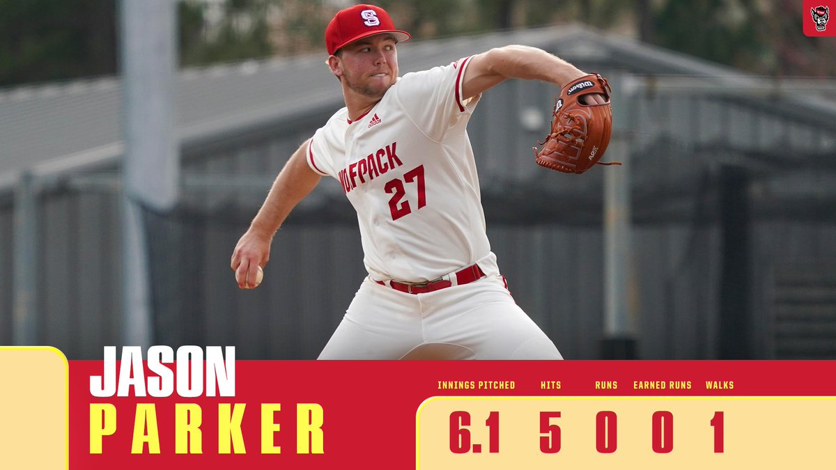 NCStateBaseball's tweet photo. ⬇️7⃣ (🐺 3, 🦅 0) #Chrysler to the mound - that's all for #Parker today but WHAT 👏 AN 👏 OUTING 👏

Partial line on @j_park15 ⤵️ https://t.co/LeVaCgrS2D