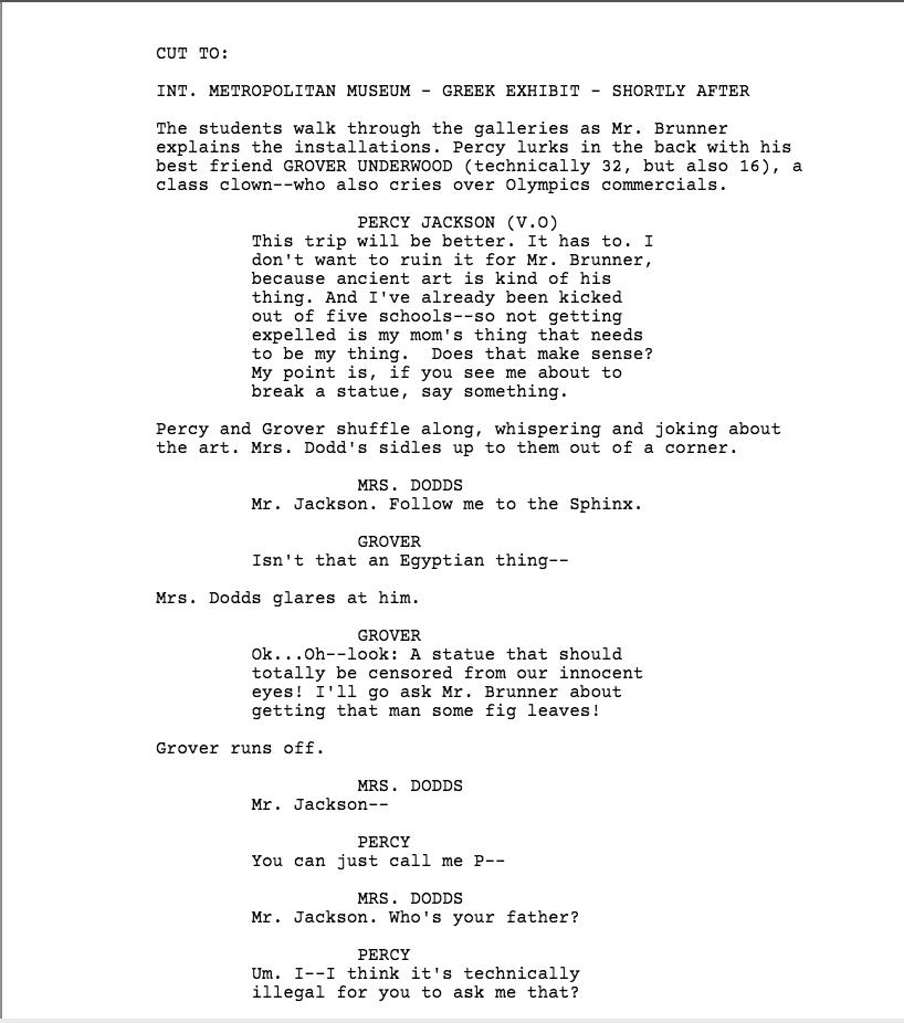 Percy Jackson Musical Script Percy Jackson Musical Script