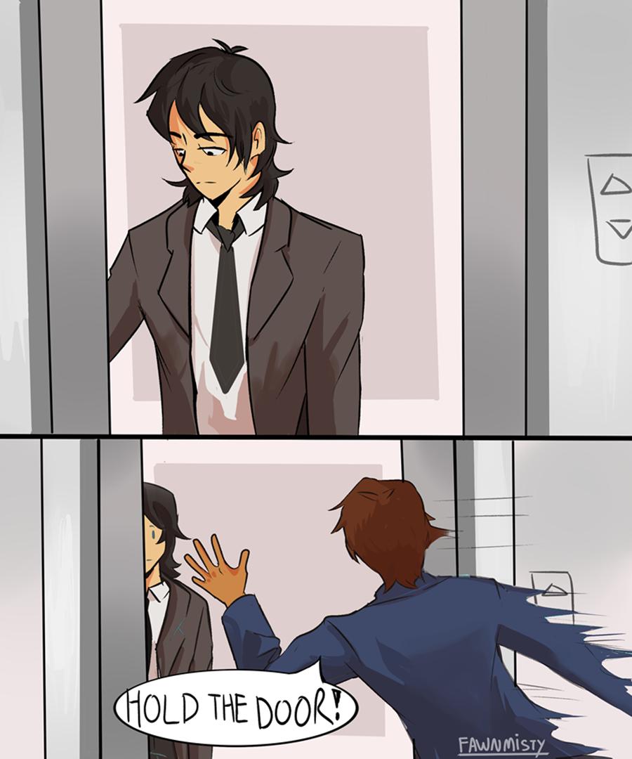 「AU where keith and lance are coworkers but the elevator scen」Tammy🦌の漫画