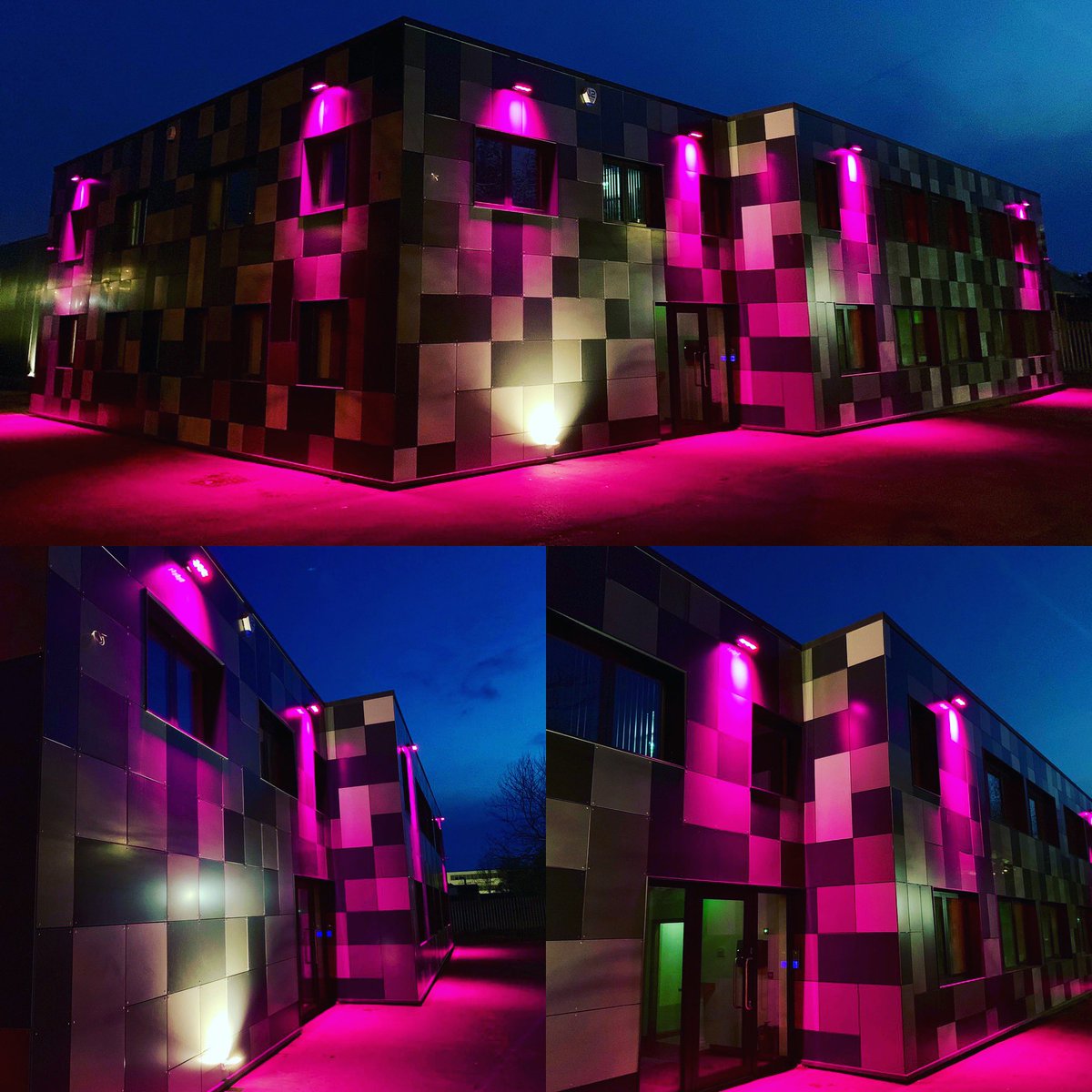 ips__group's tweet photo. Wash wall lights fitted on our new building today. Looks great , the photos just don’t it justice 👍🏻 We can choose any colour too. https://t.co/mDFp6082L7