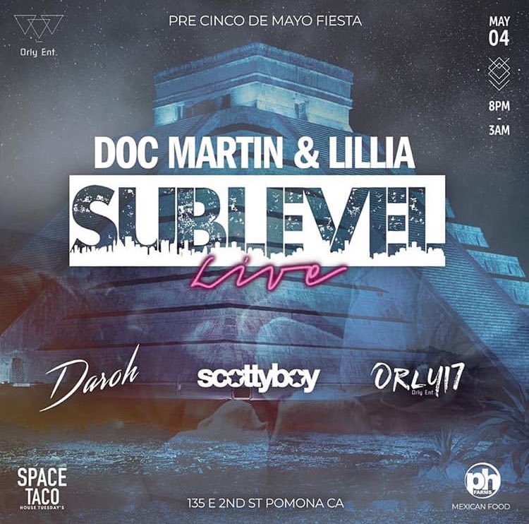 spacetacotues's tweet image. WE BRINGING @docmartinla BACK TO POMONA!!!! 5/4 Big ups to @djorly17 for putting this on. We are in for full support. #sublevellive @djscottyboy @the_legit_daroh