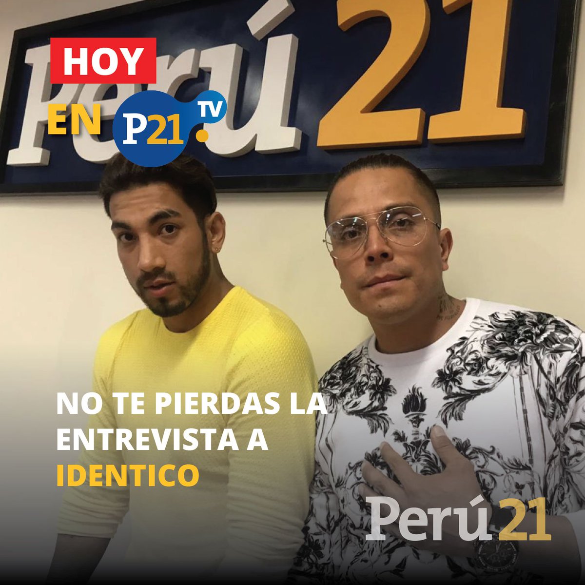Hoy en 'La Voz del 21', por 🔴#Perú21Tv, no te pierdas la entrevista a Identico (<a href="/identico/">Identico</a>), dúo peruano de música.  
No te la pierdas por ➤ peru21.pe