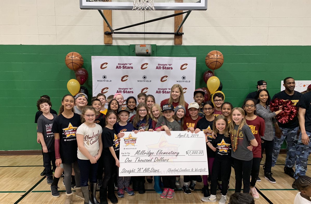 MrsMyser's tweet photo. Thank you #CavsCare and #Westfield for coming to our school and celebrating our Straight A’s! You all made our day!
#teammillridge https://t.co/Uep9a5EQ2O