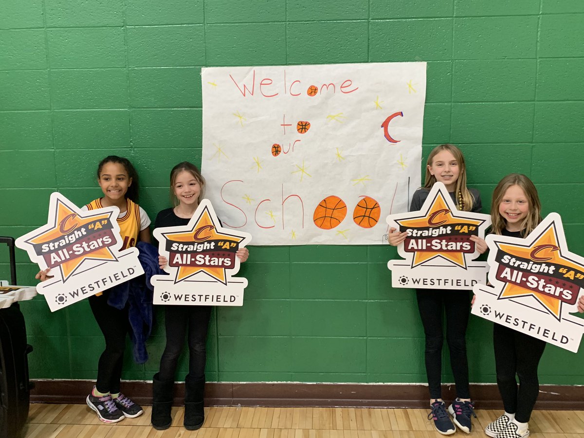 MrsMyser's tweet photo. Thank you #CavsCare and #Westfield for coming to our school and celebrating our Straight A’s! You all made our day!
#teammillridge https://t.co/Uep9a5EQ2O