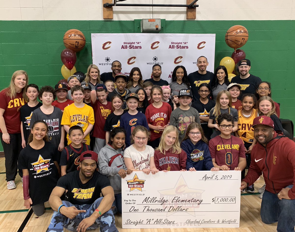 MrsMyser's tweet photo. Thank you #CavsCare and #Westfield for coming to our school and celebrating our Straight A’s! You all made our day!
#teammillridge https://t.co/Uep9a5EQ2O