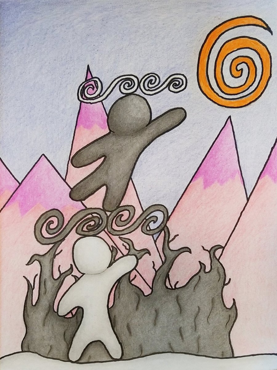 CorgiRam's tweet image. Took a short break from my game to draw this fan art of The Dreadful Whispers by @NoaCalice! Coloring took a while, if only colored pencils had a fill tool 🤔