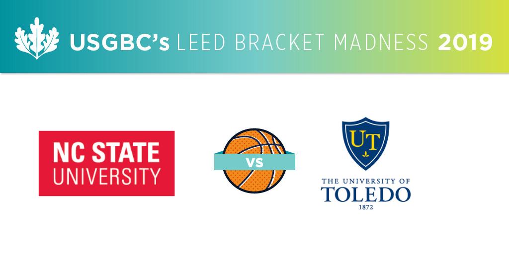 USGBC's tweet photo. Last hours to vote in #LEEDbracket #FinalFour!
ICYMI: It's the 4th year of our own version of #MarchMadness, where YOU vote for your favorite LEED NCAA arenas!
@UToledo v. @NCstate https://t.co/y15FOLoTRi https://t.co/BlbR6xPsus