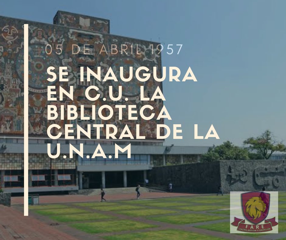 FARE_ac's tweet photo. #UnDíaComoHoy, el 05 de abril de 1957, se inaugura, en Ciudad Universitaria, la Biblioteca Central de la U.N.A.M.
#FARE🦁 https://t.co/ifdmgayvkw