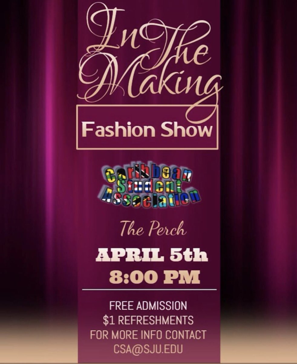Come support @sjucsa at 8pm in the Perch for the fashion show that we all have been waiting for!