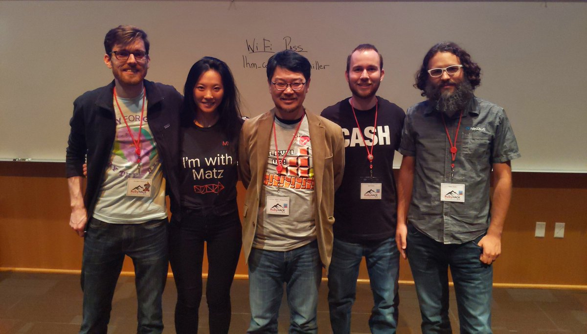 elorest's tweet image. #rubyfriends at #rubyhack with @keystonelemur @gao_shawnee @yukihiro_matz and Sam Holst
