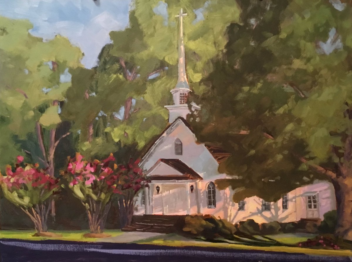 bbarger415's tweet photo. This is almost finished, just need to add the step railings, door handles and sign but I’ll do those minor details after the paint dries. “Lighting the Way” 18x24” oil on gallery wrapped linen. Sold.

#bbargerart 
#northcarolinaartist 
#northcarolinapaintings
#originalart https://t.co/ZLLBUFPsWJ