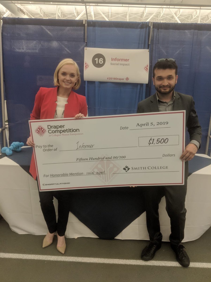 UOregonLCE's tweet photo. Congrats to team Informer—Honorable Mention ($1500) winner in the Social Impact track @SmithCIEC #DraperCompetition Harley and Mounir are @uocas majors (International Studies &amp; CIS respectively) Learn more about their communication tool for conflict zones https://t.co/pg444UJihn https://t.co/3ZoNmObg5C