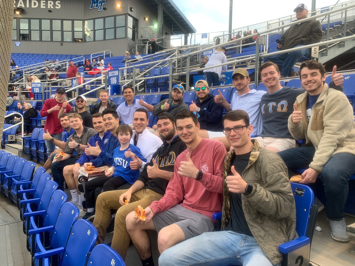 Ryder struck everyone out with his first pitch at Reese Smith Jr. Field! Go check out <a href="/MTAthletics/">Middle Tennessee Athletics</a> Instagram story to see for yourself! 

Thank you to Ryder and the men of ATO for coming and supporting <a href="/MT_Baseball/">Middle Tennessee Baseball</a>! Hope y’all are enjoying the pizza🍕