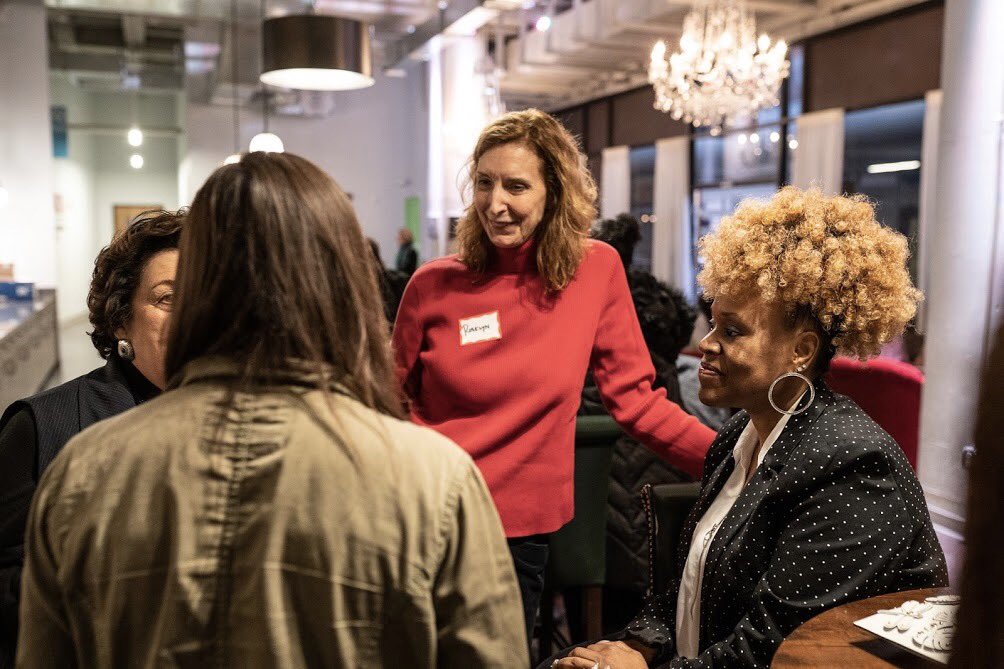 workhardpgh's tweet photo. Work Hard is proud to provide social media and photos services for tonight’s #WGFcodeswitch kick-off at @alloy26. Coders and moms working together at a weekend Hackathon to provide digital tools for families in poverty to access the materials they need to thrive. https://t.co/OER7XO2kE2