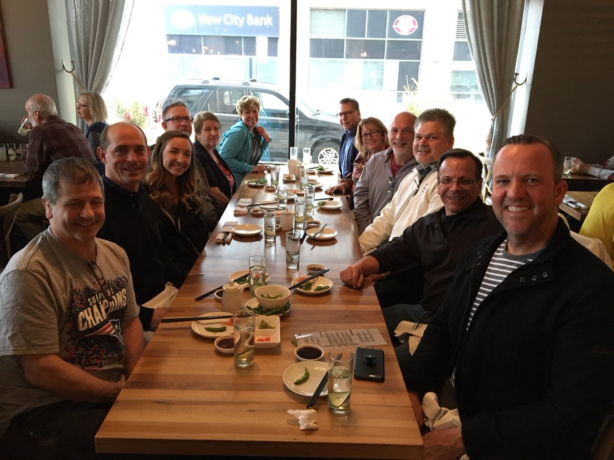 AdditiveMFGUG's tweet photo. Final shipping is happening and the remaining #AMUG2019 team is having one last meal together. Thank you to all the conference attendees, speakers, sponsors and exhibitors! We had a great time and hope you did too!  See you at #AMUG2020 https://t.co/ewWJdkog1n
