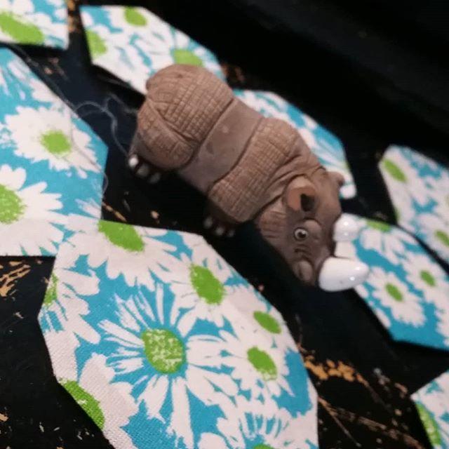 krissjudd's tweet photo. Tiptoe through the tuli... Wait. Those aren't tulips. Wtf do you do through daisies? Dally? Depart? Drift? Not a clue, but #rhino seems happy enough to do it. #the100dayproject #100DaysofHappyHexies #positivitypowerhouse https://t.co/yHo7bB4yMg