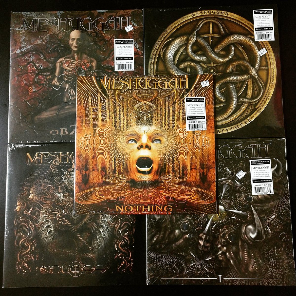 vvinyl's tweet photo. Holy limited edition @meshuggah reissues 😮. #meshuggah #catchthirtythree #I #koloss #nothing #obzen #nuclearblast #metal #vinylcollection #recordshopping https://t.co/fklCYFjFgB