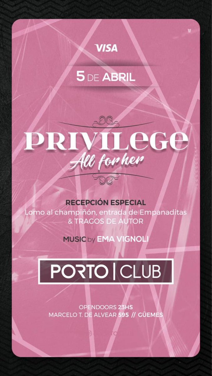 Esta noche las mimamos a ellas!

Ingreso FREE hasta la 1hs
2x1 en Ingresos hasta las 2.30hs
2 barras de tragos de Autor

Todo para ellas!

Lista YANI CHAVERO

Cualquier duda 3513520595