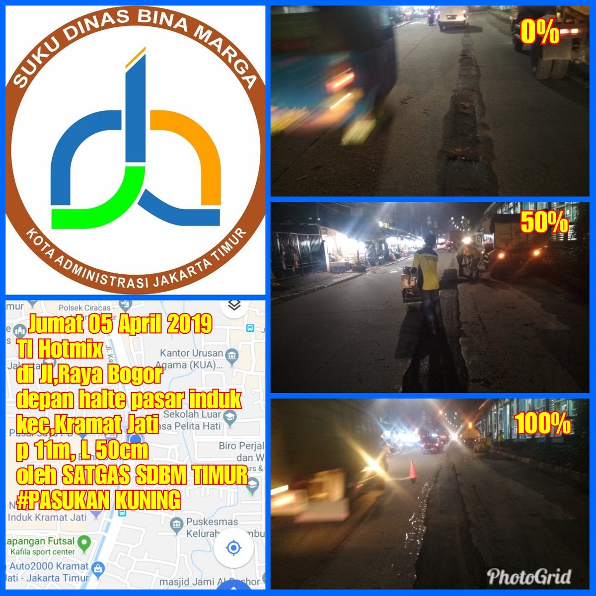 binamargajaktim's tweet photo. Perbaikan jalan berlubang di Jl. Raya Bogor oleh Satgas Bina Marga Jakarta Timur #pasukankuning #jakartatimur #timmalam @DKIJakarta @BinaMargaDKI @DinasPemel @lewatmana @infoll @TMCPoldaMetro @DishubDKI_JKT @perhubunganjt @BeritaJakarta @mnctrijayafm https://t.co/KzOQqLX8zf