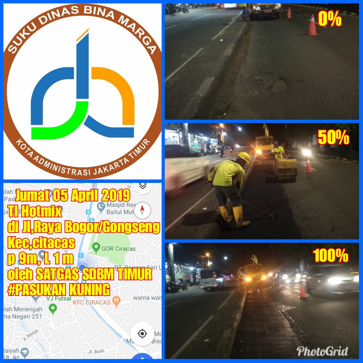 binamargajaktim's tweet photo. Perbaikan jalan berlubang di Jl. Raya Bogor oleh Satgas Bina Marga Jakarta Timur #pasukankuning #jakartatimur #timmalam @DKIJakarta @BinaMargaDKI @DinasPemel @lewatmana @infoll @TMCPoldaMetro @DishubDKI_JKT @perhubunganjt @BeritaJakarta @mnctrijayafm https://t.co/KzOQqLX8zf