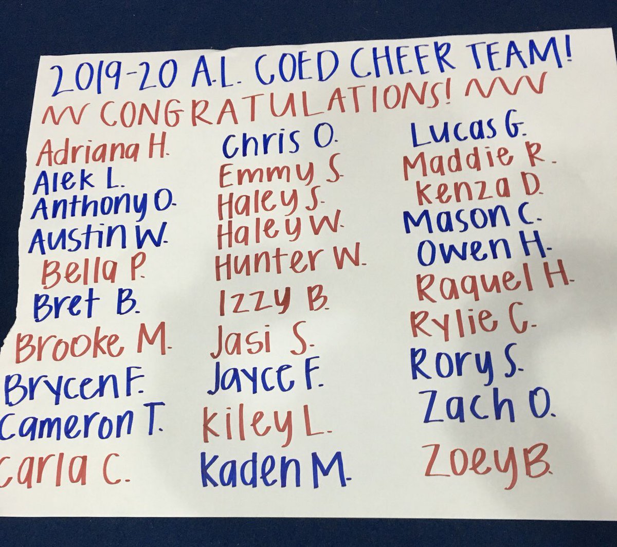 alhs_cheer's tweet photo. CONGRATULATIONS TO THE 19-20 A.L. COED CHEER TEAM! ❤️💙 https://t.co/zYEW1xXYJL