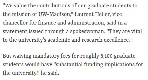 TAA_Madison's tweet photo. ๐ Buddy, let's have a talk, math-teacher-to-Vice-Chancellor. 0.21% of the university budget is hardly "substantial." Twenty one cents for every *hundred dollars* -- you can probably find that under your couch cushions. #TAASitIn https://t.co/TObeISth5i