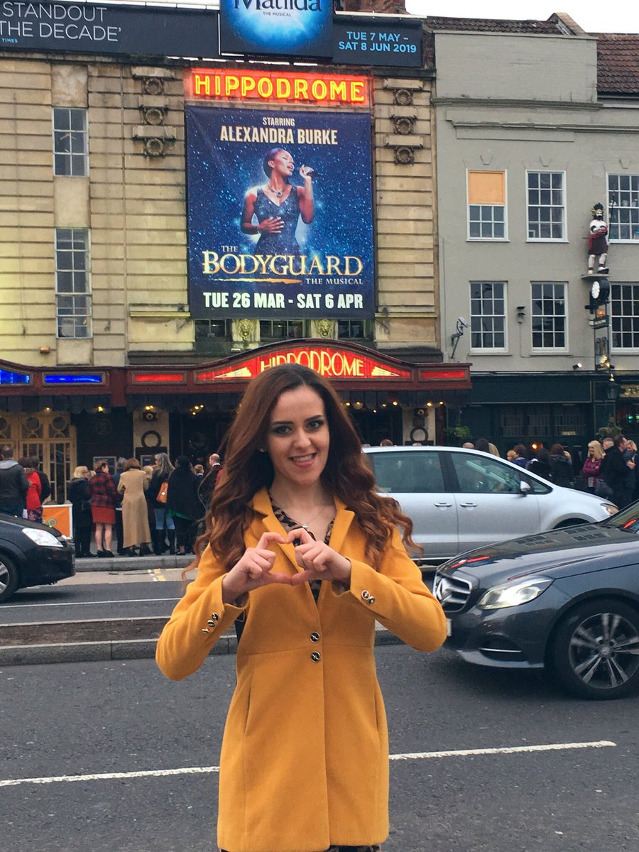 CatalinaKat24's tweet photo. Front row at the @BristolHipp tonight yaay!💃🏼@TheBodyguardUK is a delight!😍Emotional,hilarious,heart warming,uplifting and,and..💙Absolutely sensational moving performance by @alexandramusic once again.😭👏🏼She was definitely born for this role.🌟👑✨ #4thvisit #TheBodyguardUK https://t.co/F0PmAQ8IFk