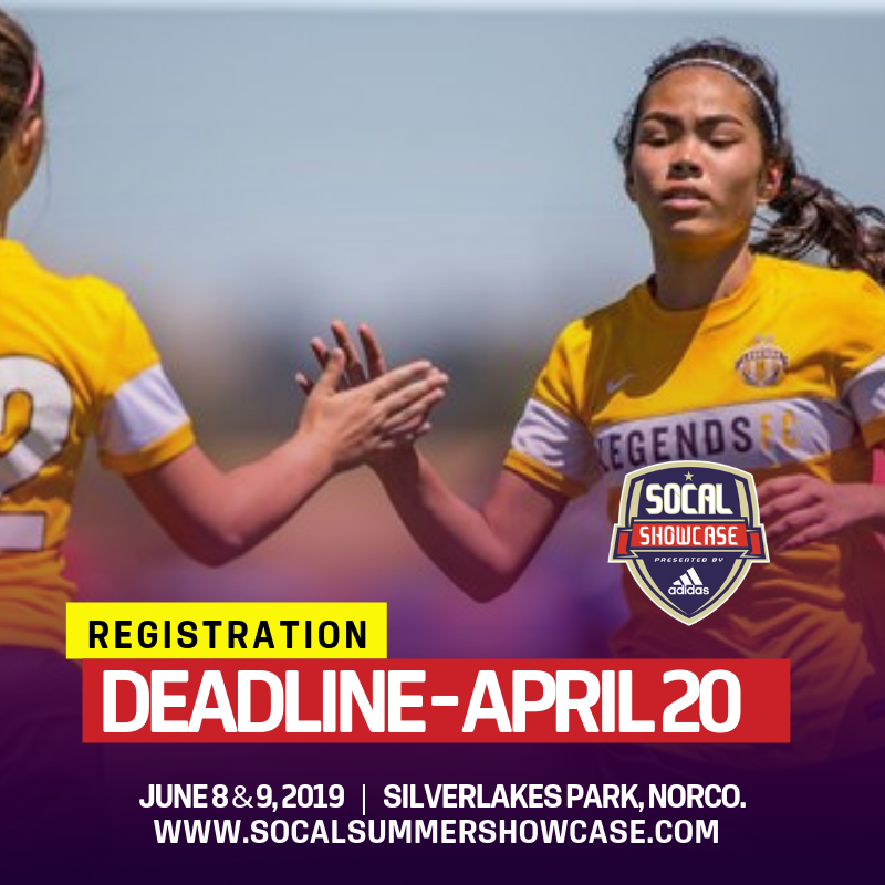 SocalshowcaseLA's tweet photo. Top clubs such as Legends FC will be attending at the SoCal Summer Showcase at Silverlakes. June 8 &amp; 9, 2019. Register at https://t.co/M59Z8BYLys #SSS2019 #Compete #Commit #Nextlevelteams #OneLocation #NoConflicts #SamedayCheckIn #WorldClassFacility #BalancedBrackets https://t.co/M4slQRV42X