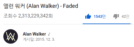 I was curious what if a youtube video overflowed the signed integer  range, however, I become to know that the range is not signed int.  "Faded" by Alan Walker already broke out of int range... and nothing happend.