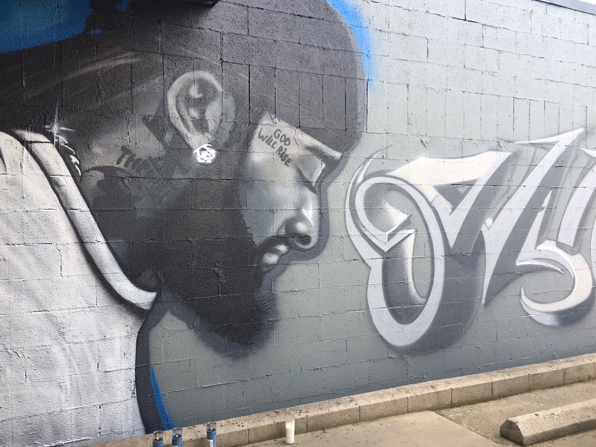 ChristinaABC30's tweet photo. Nipsey Hussle murals popping up all across Fresno to honor the late rapper. This one is by High City Smoke Shop. “He transcended music,” according to many of his followers. https://t.co/SqE0w3KxIx