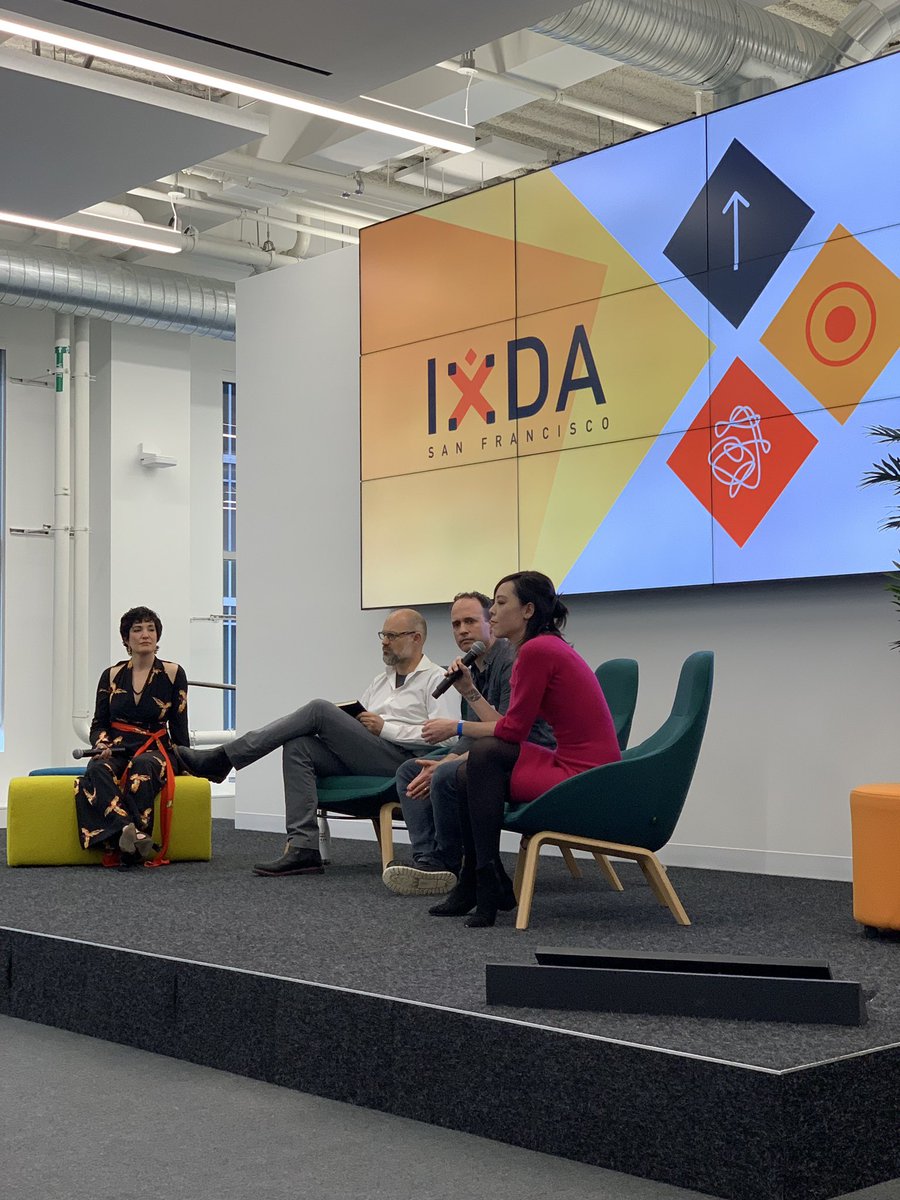 trincia's tweet photo. Empowering and imperative conversation about the role of designers as the champions of humans in the age of AI with our startegic seat at the table of the companies that are defining it #SFInteraction19 @KristianS @hannahmaddy @DJPajamaPantz @ammonhaggerty @tirzalyn https://t.co/5mVDoPJHLq