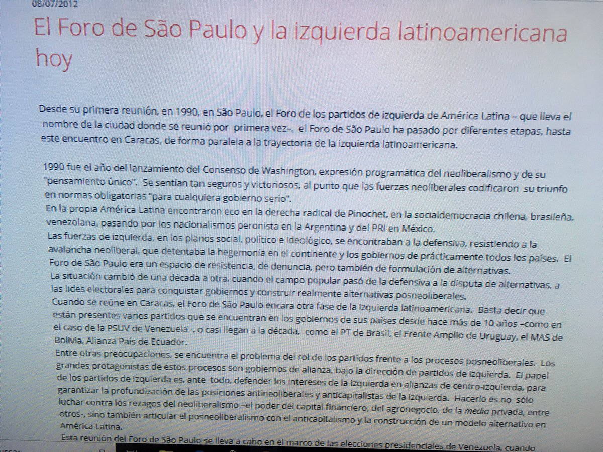DRomyB's tweet photo. https://t.co/WqFkh1tmSz
Pero se sigue negando la relación entre morena y el Foro de São Paulo.
En el siguiente link la ideólogía y la relación de #ForoCLACSO con el Foro de São Paulo y todos los gobiernos de “izquierda” https://t.co/KEr9aZF5QR