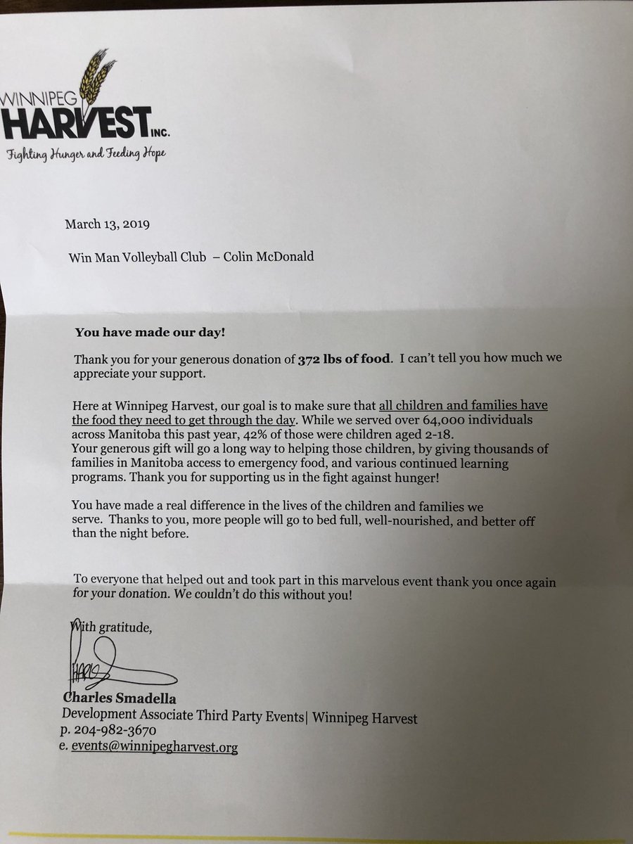 WinMan Volleyfest and ⁦@WinnipegHarvest⁩ teamed up to tackle hunger in Manitoba. 372 lbs of food!! Big thank you to ⁦<a href="/TheBeachWPG/">The Beach Volleyball Centre</a>⁩ for hosting our annual tournament. Looking forward to celebrating our community next year. ⁦@VBManitoba⁩