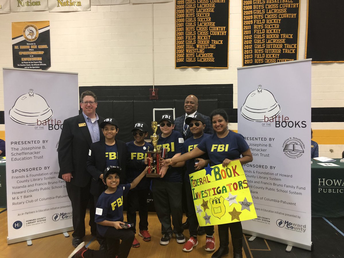 Congrats to these awesome 5th graders from Gorman Crossing for coming in 2nd place! The Federal Book Investigators. #HoCoBOB19