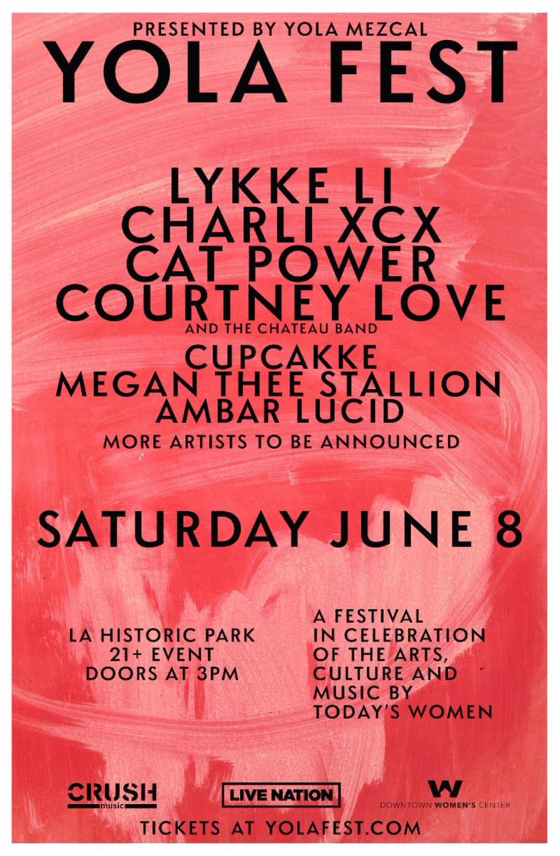HCLMuseum's tweet photo. Posters for @YOLAFEST featuring @Courtney Love and The Chateau Band. The event takes place at Los Angeles State Historic Park, June 08, 2019. Tickets are on sale now! 👑 🎶 💖 #CourtneyLove #HoleRock #YOLAFEST #HCLMuseum https://t.co/B3UYUb5hwP