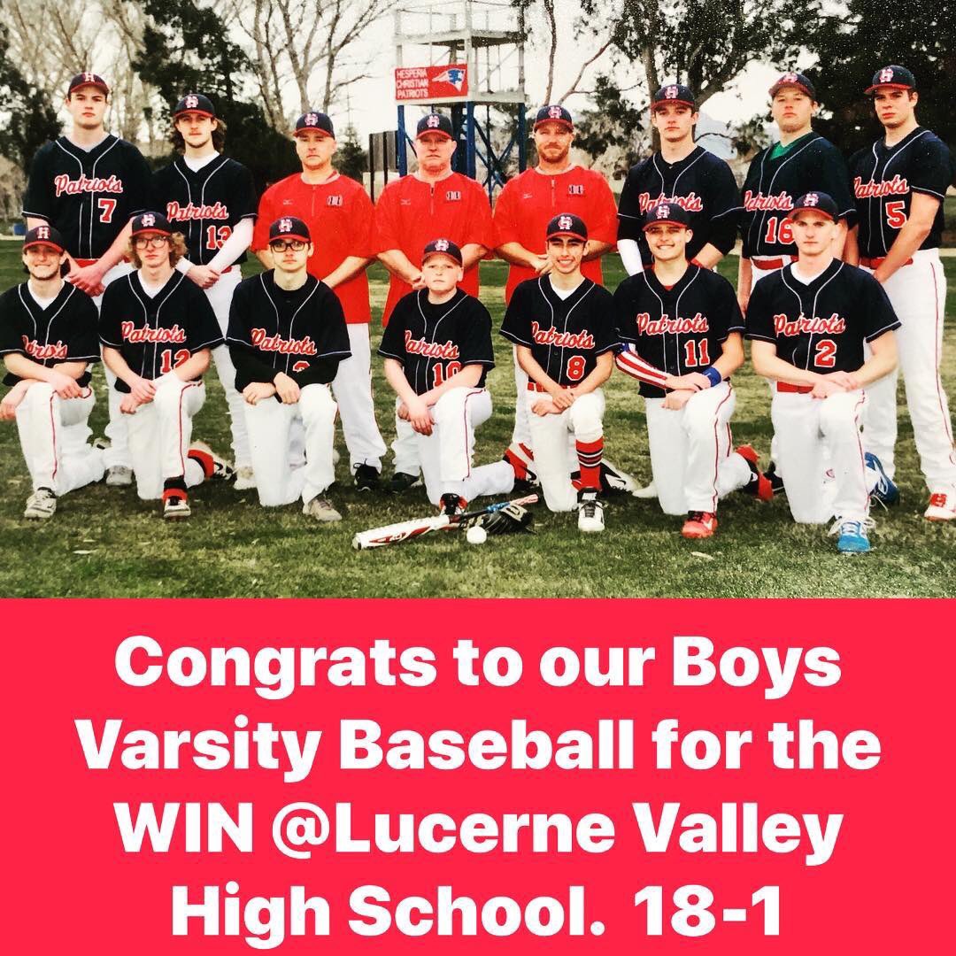 Congrats to our BVBB Team in their win over Lucerne Valley High School 18-1 #gopatriots #GameDay #HCSPatriots #givingGodTheGlory