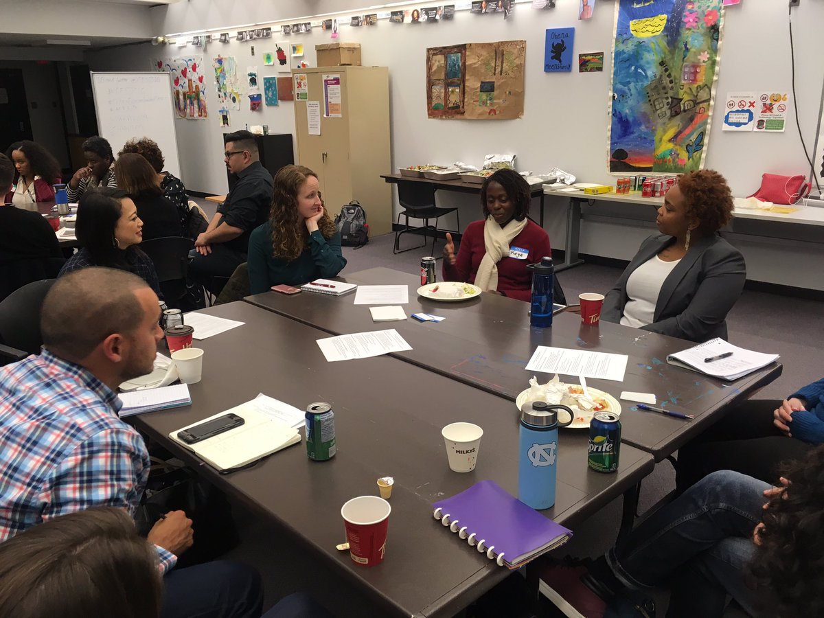 CESJSIG's tweet photo. Small group discussion with our amazing panelists at the Early Career Scholars Forum #CESJSIG #AERA19 #CriticalScholarsTroubledTimes https://t.co/3beF2AVknn