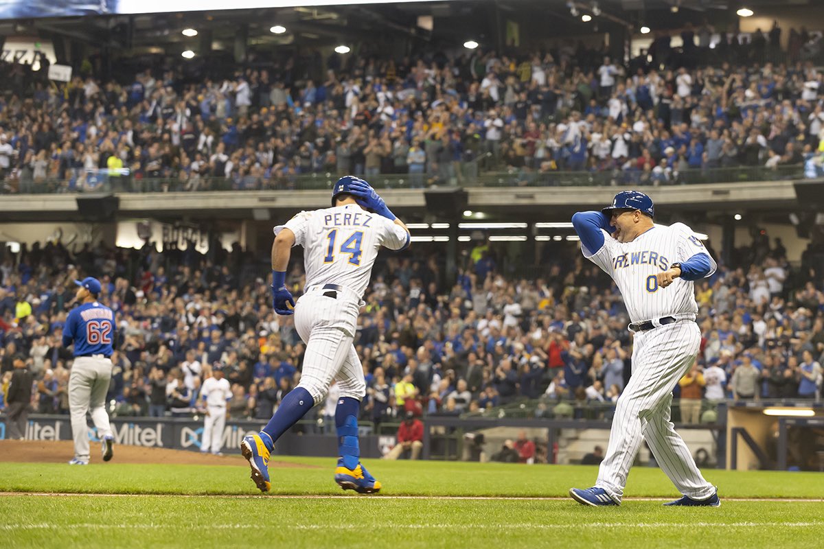Brewers's tweet photo. #Brewers win for the 6th straight game! The offense goes off with 5 homers and scores 13 runs against the Cubs. #ThisIsMyCrew https://t.co/wFx5i8ZIST
